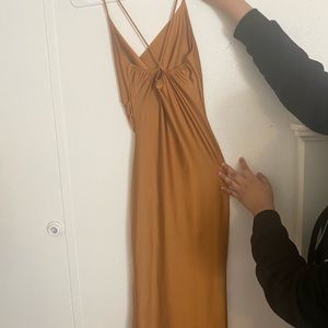 Gold maxi satin dress